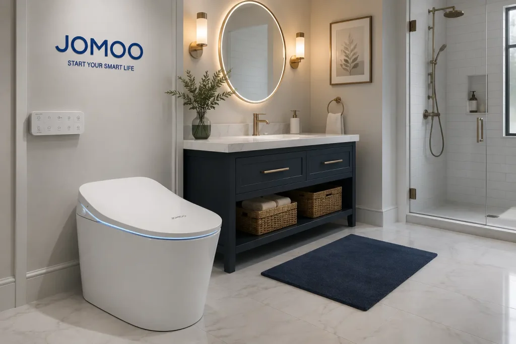 JOMOO smart toilet and modern bathroom fixtures in a contemporary U.S. bathroom