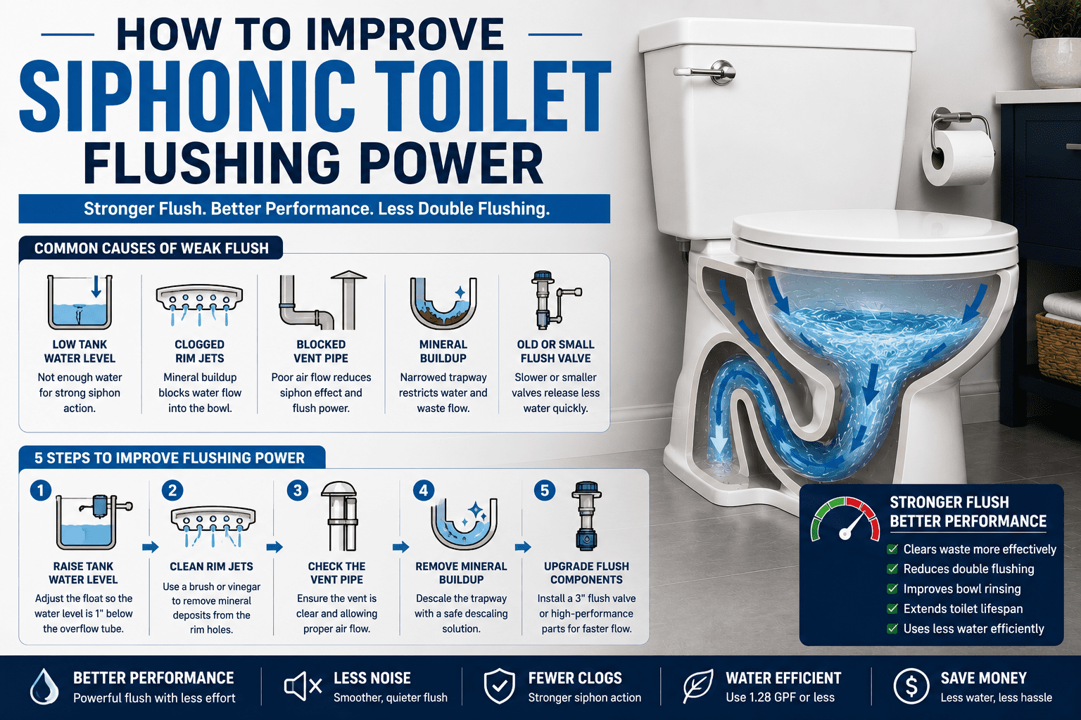 How to Improve Siphonic Toilet Flushing Power