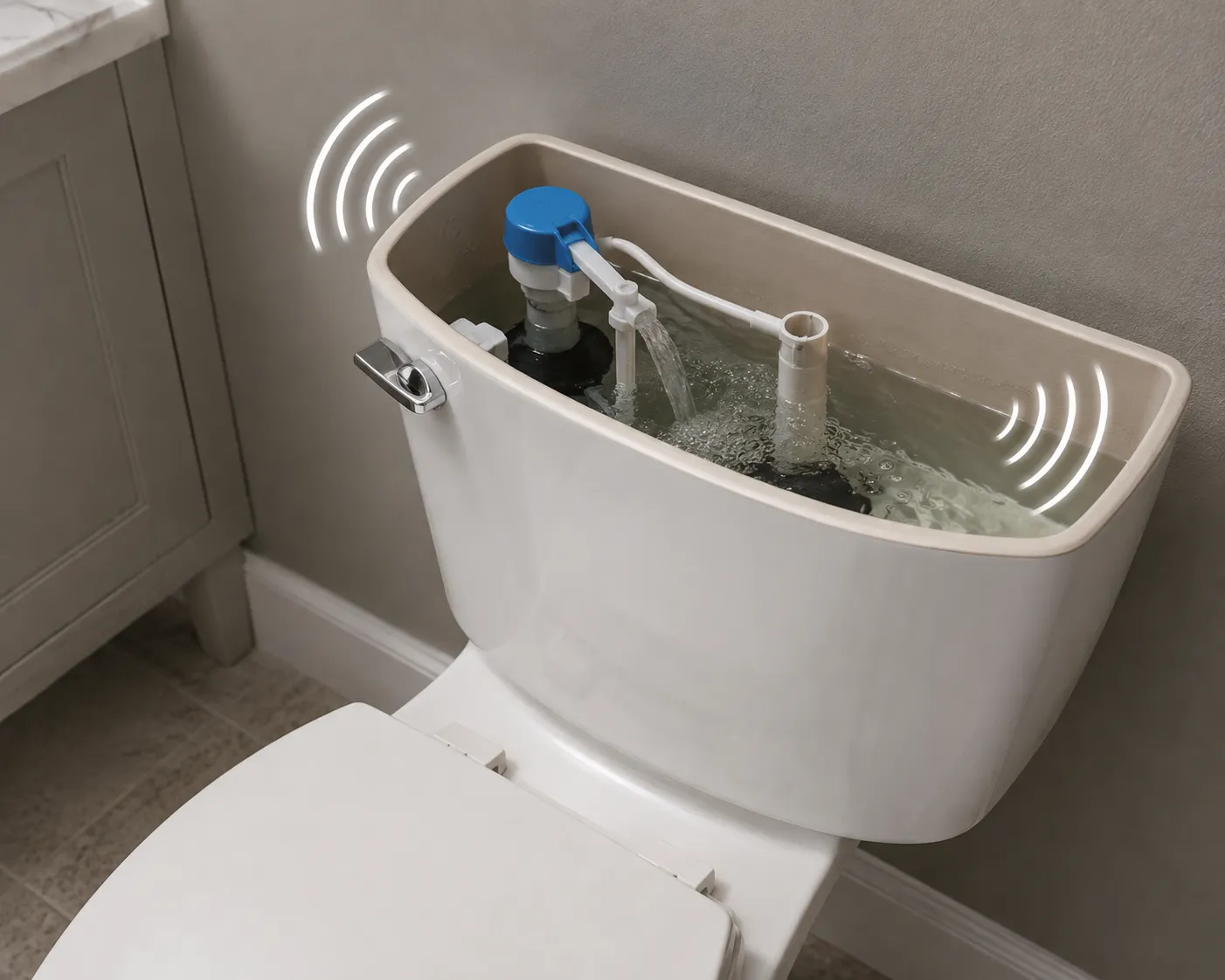Toilet tank making noise while the fill valve refills the tank