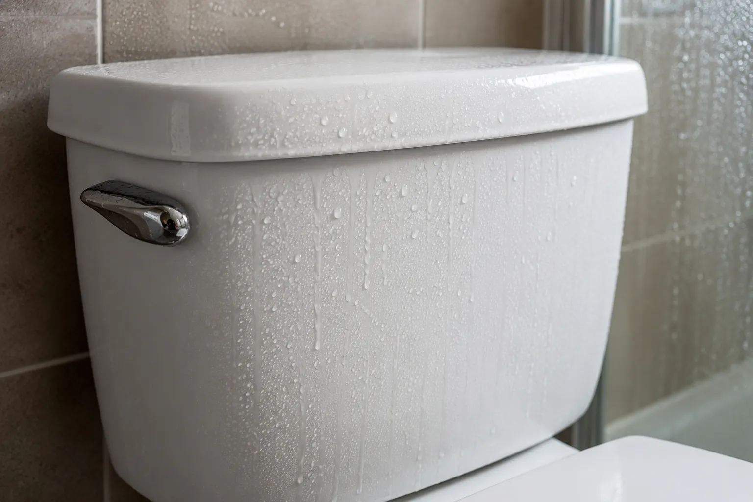 Toilet tank sweating from condensation in hot humid weather