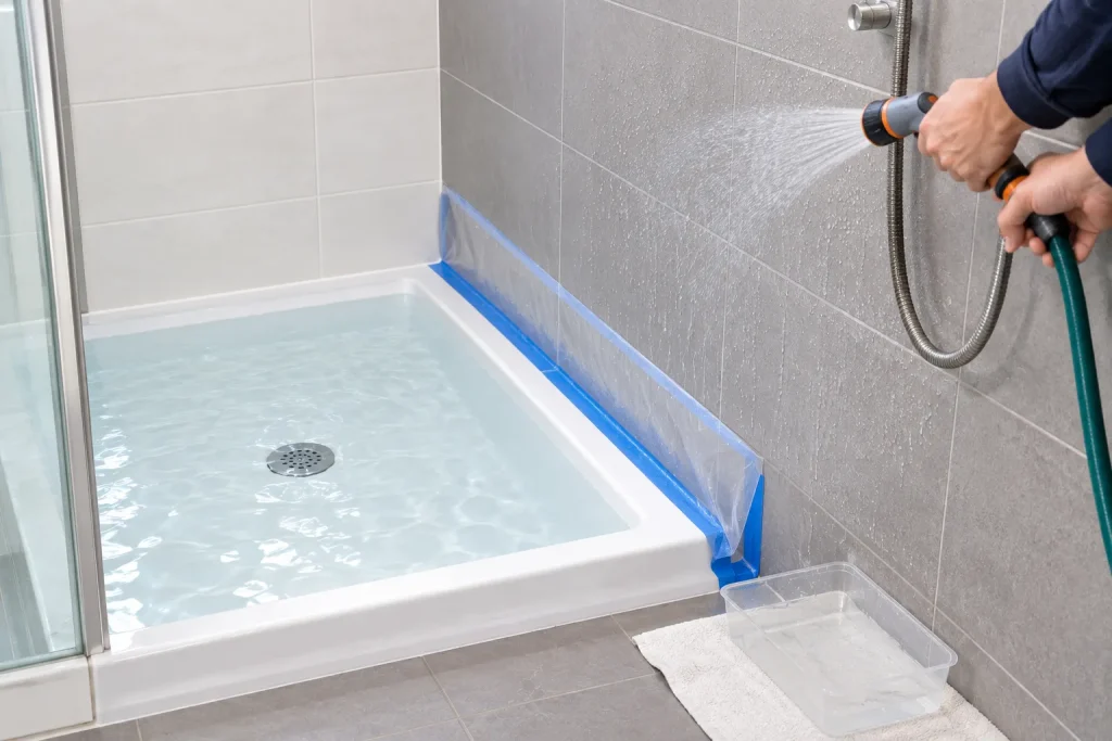 isolating a shower pan leak from wall waterproofing and shower plumbing problems