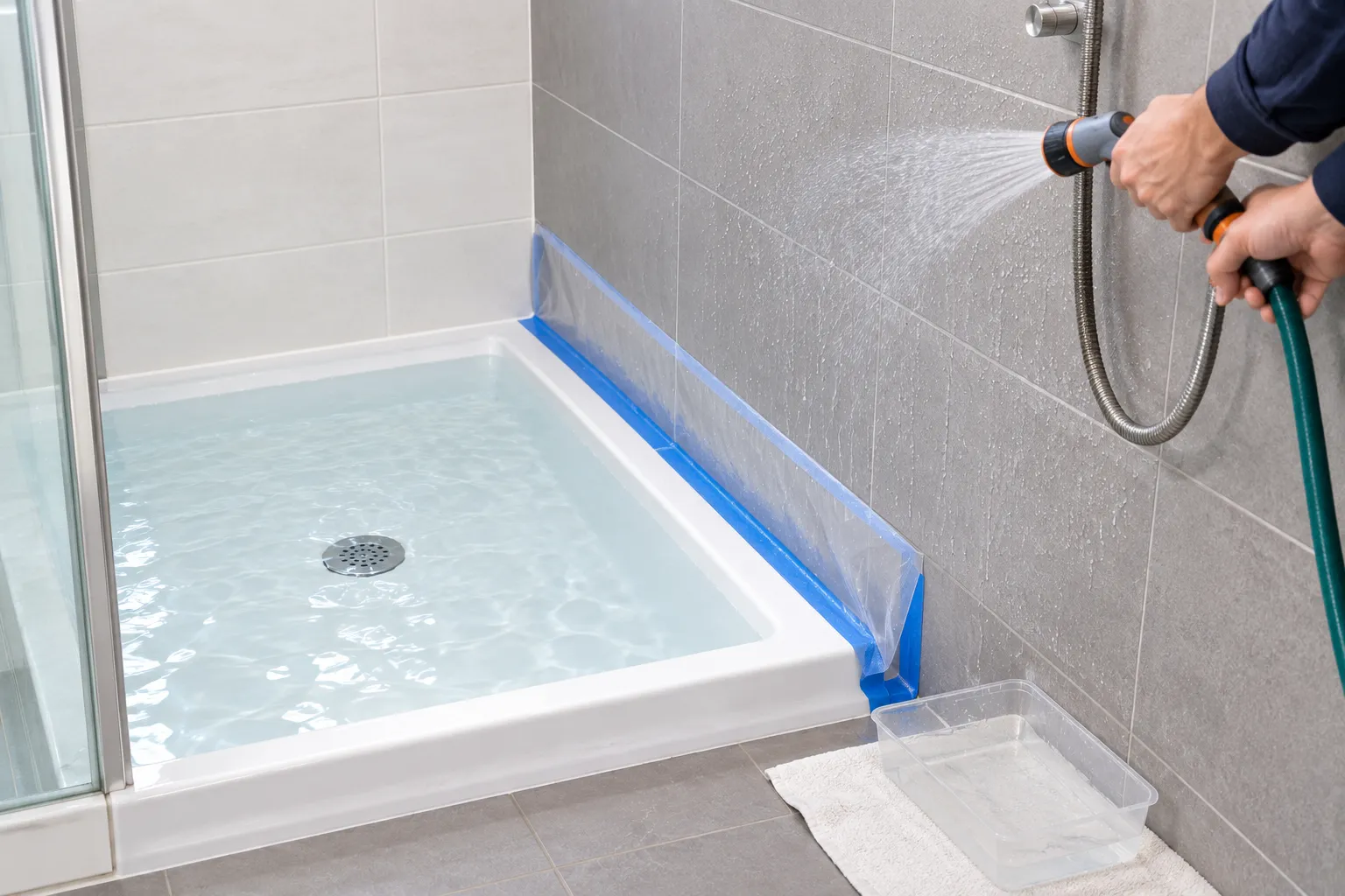 isolating a shower pan leak from wall waterproofing and shower plumbing problems